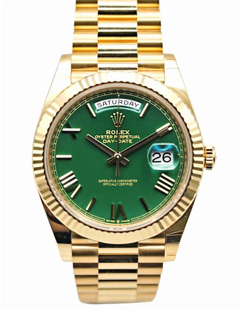 rolex presidential green face|pre owned rolex president 40mm.